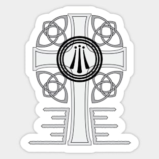 Awen Celtic Cross Greyscale Sticker